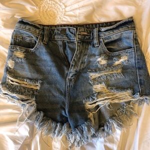 High waisted jean shorts